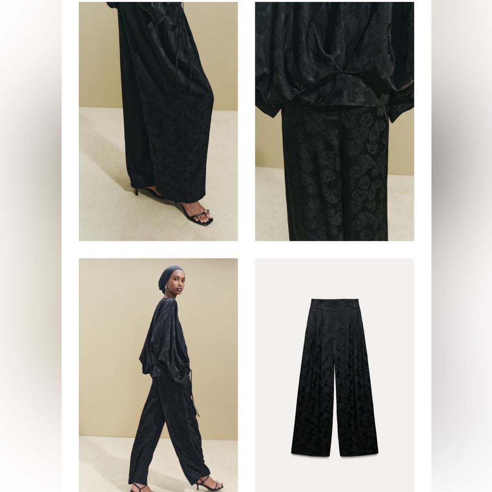Zara Black Wide-Leg Pants - Picture 3 of 8
